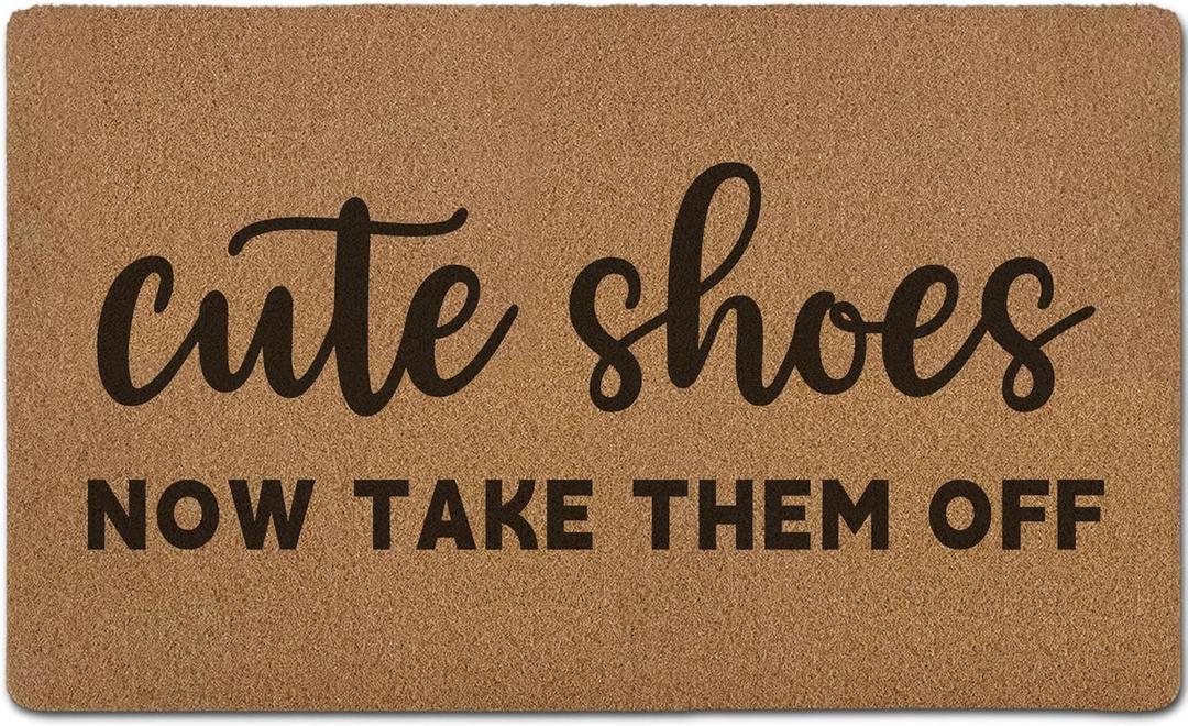 Cute Shoes Take Them Off Door MatsCute Funny Welcome Decoration Door Mat for Home Outside Entryway, Rustic Botanical Artificial Coir Doormat Rugs for Patio Entry Kitchen Decor, 17x30 Inch