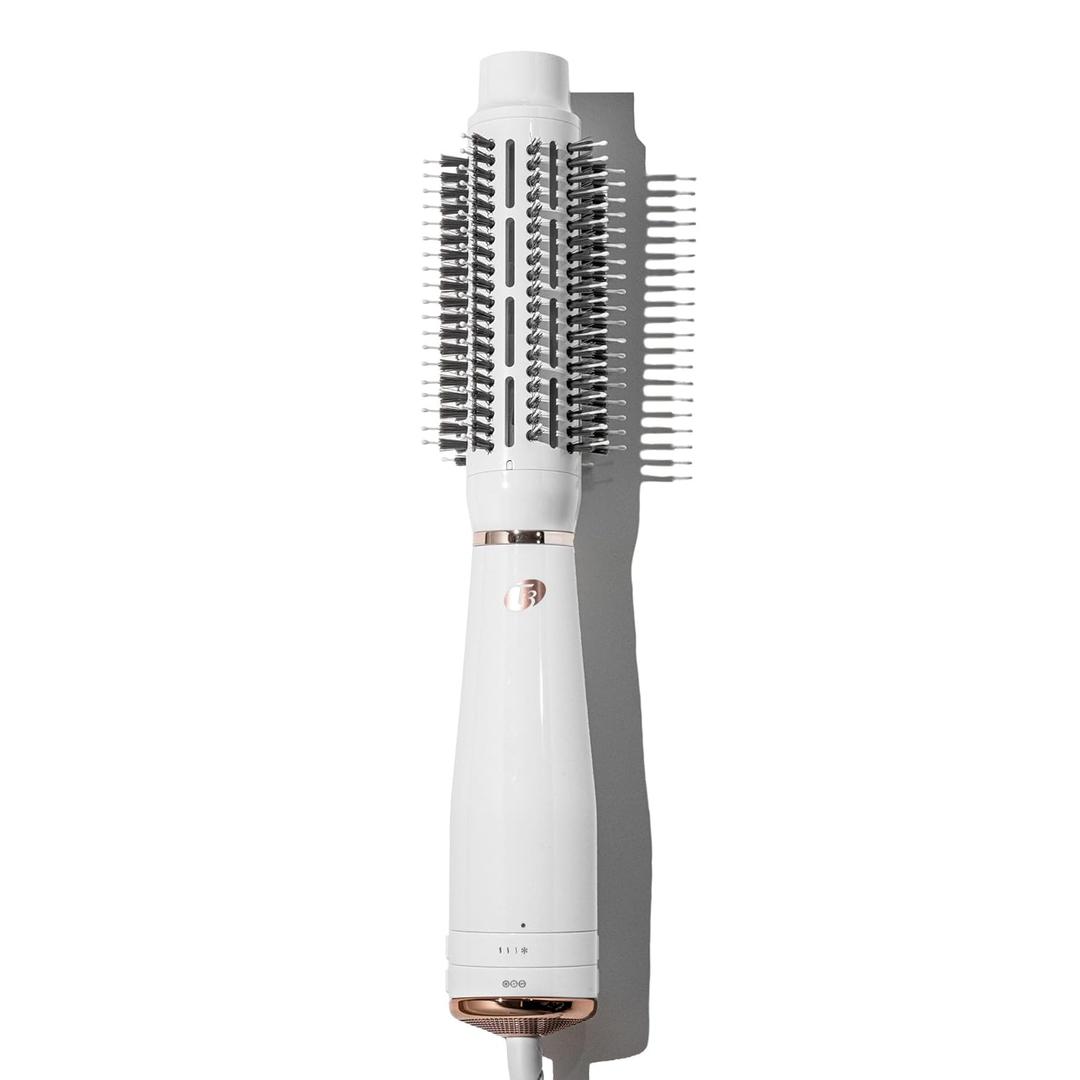 T3 AireBrush One Step Smoothing and Volumizing Hair Blow Dryer Brush, for Fast Drying and Styling with Multiple Heat and Speed Settings, Ceramic and Cool Shot (Round 2.5 Inch, White/Rose Gold)