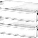 2 Pcs 5.5qt 9 x 13 Plastic Portable Project Case With Snap-Tight Latch, Clear Stackable Storage Boxes Organizer for A4 Files, Photos, Scrapbooks, Art Supplies (Blue Latch, Large)