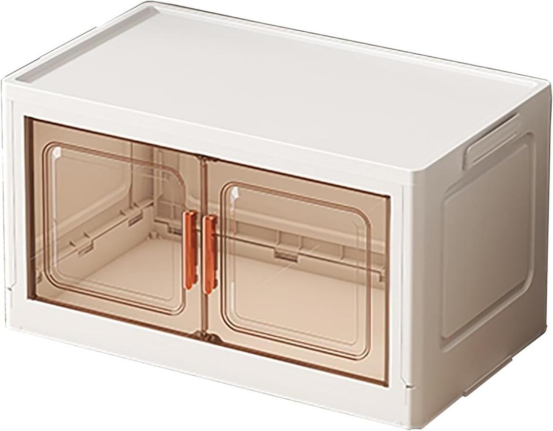 Storage Cabinet Foldable Storage Box Household Storage Cabinet Suitable for Living Room and Kitchen 25.6/27.6in White 25.615.614.8in transparent
