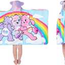 Care Bears Bath/Pool/Beach Soft Cotton Terry Hooded Towel Wrap, 24 in x 50 in, By Franco Kids