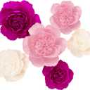 Crepe Paper Flowers Decoration for Wall, Flowers for Wedding Flower Backdrop Decor,Baby Shower,Birthday Party,Photo Backdrop,Archway Decor, Nursery Wall Decor (Rose Red+White+Pink;Set/6)