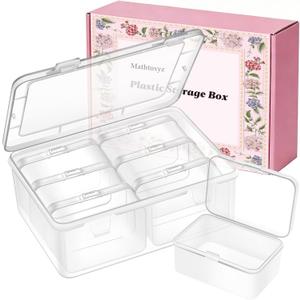 Mathtoxyz Small Bead Organizers and Storage, Clear Rectangle Bead Holder Plastic Cases Transparent Boxes for Nail DIY Craft Making Jewelry Battery Screw