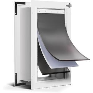 3-Flaps Insulated Aluminum Dog Door for Wall, Pets Up to 110 lb, Large