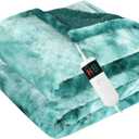 Electric Heated Blanket Throw 62x84" Size Faux Fur Heating Blanket 10 Heating Settings, 1-8h Timer & Overheat Protection, Machine Washable, Soft Flannel and Sherpa Full Body Warmth, Teal