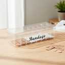Bandaid Organizer Holder,8 Compartments Medicine Storage Box with Flip Cover,Multiple Compartments Band Aid Organizer,Bandaid Box for Elastic Bandage Wrap, Cotton Swabs(Clear)
