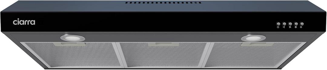 CIARRA Black Range Hood 30 inch Under Cabinet Ductless Ducted Convertible, Slim Kitchen Stove Vent Hood with 3 Speed Exhaust Fan