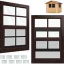 Kerty 2 Pack Shed Window Flush Mount Windows with Tempered Glass for Sheds, Chicken Coops, Garage and Playhouse (Brown, 14" x 21")
