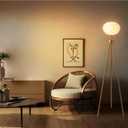 Fiqevs Flower Floor Lamp, Art Decor Gold Mid Century Modern Standing Lamp, Tripod Tall Lamp for Living Room & Bedroom, Home Office - Antique Brass