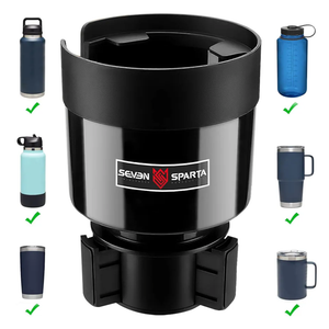 Seven Sparta Car Cup Holder Expander with Adjustable Base, Compatible with Hydro Flasks 32/40 Ounce, Compatible with Yeti Ramblers 20/26/30 Ounce, Other Bottles in 3.4"-3.8" (Black)
