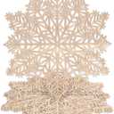 Mosayt Christmas Round Snow Placemats Set of 6Gold Vinyl Metallic Place mats, Washable Easy Clean Non-Slip Heat Resistant Plastics Table Mats for Dinning/Wedding/Party Decoration, 15 Inch