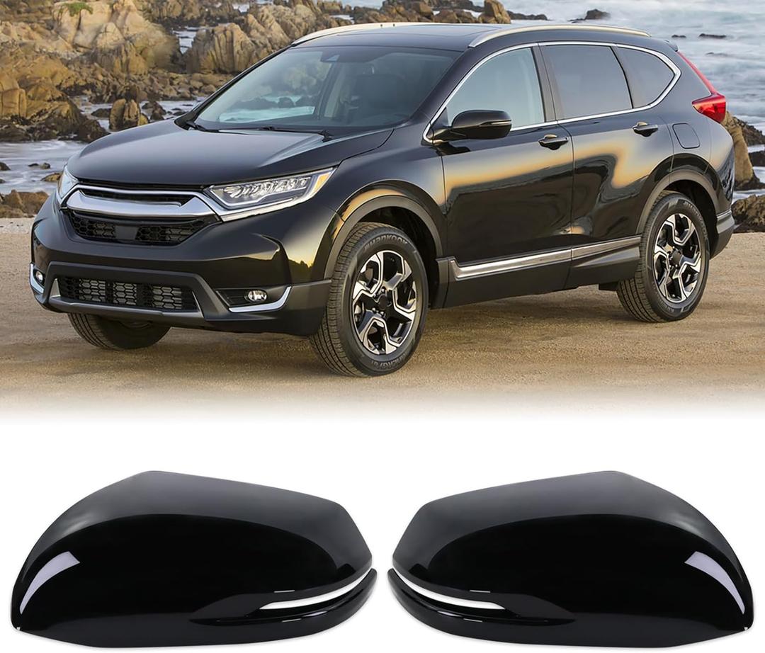Left and Right Side Mirror Cap Covers With Trun Signal Compatible With 2017-2022 Honda CR-V CRV,2016-2022 Honda HRV HR-V Side Outer Rearview Wing Mirror Cap Black Replace#76201-T1W-A01(2PC)