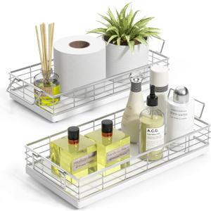 Toilet Paper Basket, 2PCS 13 Inch Bathroom Tank Tray Top of Toilet Storage Toiletries Organizer for Bathroom, Living Room and Kitchen (White)