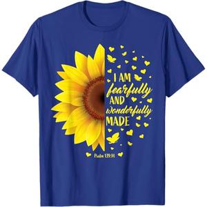 Christian Bible Verse Gifts Women Teen Girls Cute Sunflower T-Shirt, S
