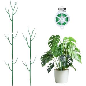 5 Pack Stackable Plant Supports Stakes, Sturdy Garden Trellis for Climbing & Vining Plants, Monstera, Pothos & Philodendron - Reusable Plant Stakes for Indoor & Outdoor Potted Plants (Green)