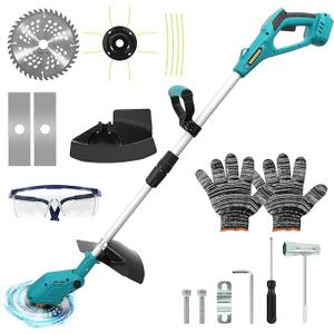 JXQXYN Cordless Weed Wacker for Makita 18V Battery, Electric String Trimmer/Edger Lawn Tool/Brush Cutter with Brushless Motor, Grass Trimmer Kit with Metal Blade & String Line for Garden Yard(Tool Only)