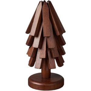 Trivets for Hot Dishes - Tree Washer Set, Wooden Pinwheel Coaster Set with Stand for Easy Storage - for Fondue pots, Pans, Bowls, teapots, Warming Trays - Versatile Decorations (A Walnut 4 pcs)