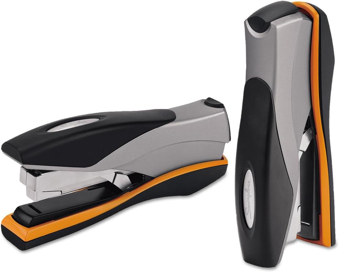 Swingline Stapler, 40 Sheet Capacity, Optima 40, Jam Free, Reduced Effort, Soft Grip, Metal, Orange and Gray (87845) (Pack of 1)