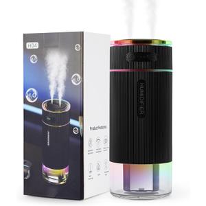 Portable Small Humidifiers for Travel, Mini Air Ultrasonic Humidifier with Filter Element - Cool Mist, Whisper Quiet, Nightlight, 350ML Tank, Car Modes, Perfect for Baby, Bedroom, Hotel, Desk, Plants (Black)