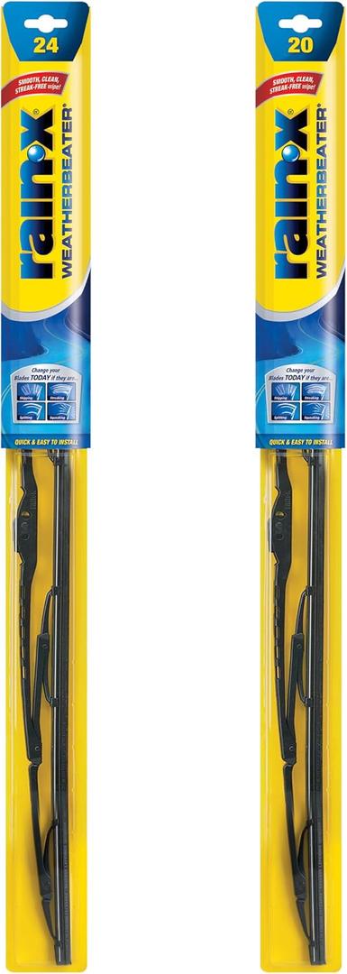 Rain-X 820146 WeatherBeater Wiper Blades, 24" and 20" Windshield Wipers (Pack of 2), Automotive Replacement Windshield Wiper Blades That Meet Or Exceed OEM Quality And Durability Standards