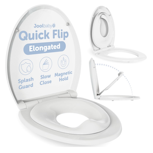 Jool Baby Quick Flip Toilet Seat with Built-in Potty & Splash Guard for Toddler Training, Slow Close (Elongated)