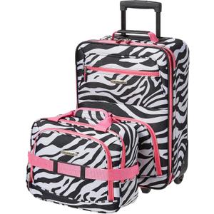 Rockland Fashion Softside Upright Luggage Set, Pink Zebra, 2-Piece (14/19)