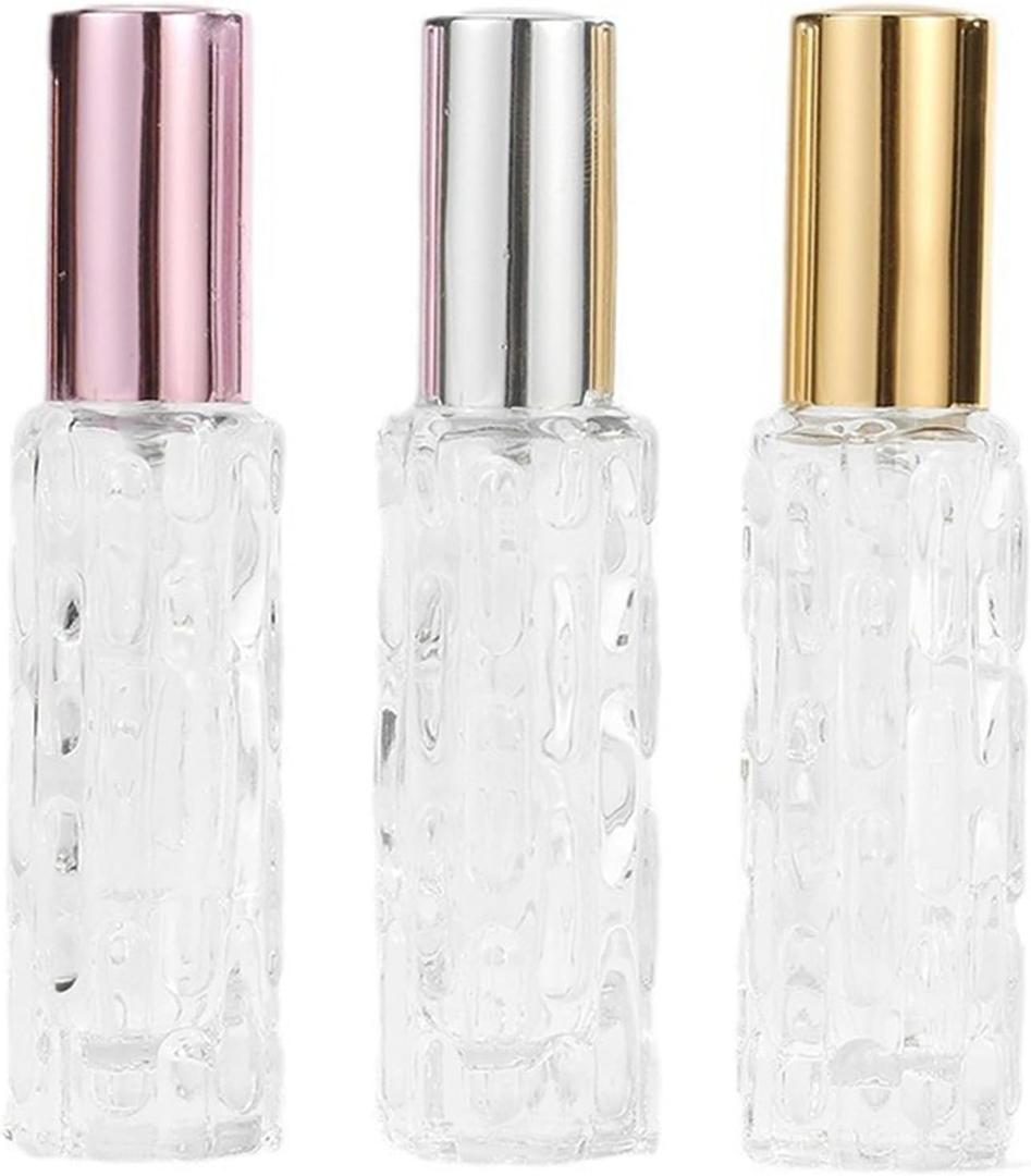 Perfume Travel Refillable, Cologne Travel Spray Bottle 10ml Leak Proof Fine Mist Atomizer Bottles for Women and Men Pink, Silver, Gold (3 Pack)