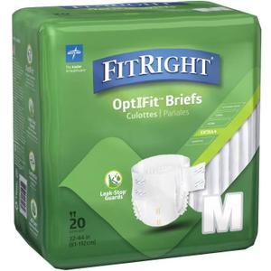 FitRight Extra+ Adult Diapers, Disposable Incontinence Briefs, LeakProof Diaper, Absorbent Briefs For Men and Women, Maximum Protection, Medium, 32 – 44 in, 20 briefs per bag
