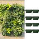 LaLaGreen Vertical Garden Planter - 8 Pack, 13 inch Dark Green Wall Mounted Pots for Garden Green Wall, Plant Wall, Plastic Holder Porch, Fence and Railings Outdoor Planters Decor Balcony
