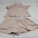 Cherrydew Women Cooling Breathable Pajama Bamboo Viscose Soft Sleepwear Short Sleeve Button Down Sleep Shorts Set Hot flashes (Large, Cream)