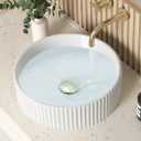 KES Bathroom Vessel Sink, 16 Inch Small Vessel Sink for Bathroom, Round Bowl Sink White Above Counter, RV Sink, Countertop Modern Sinks for Cabinet Lavatory Vanity Porcelain Ceramic, BVSC129
