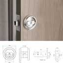 Pocket Door Lock with Key, Round Recessed Pocket Door Latch with Hidden Pull Ring, 2-3/8" Backset (1 Pack Silver)