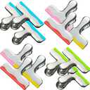 12 Pack Metal Chip Clips with Silicone Edges  Heavy Duty Bag Clips for Food Packages, Kitchen, Office  Color Coded, Air Tight Extra Strong Clamps, 3 Inches Wide (12)