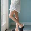 SHIBEVER Women's Slippers Fuzzy Open Toe Slip On Indoor House Shoes Comfy Bedroom Women Slippers (7.5-8, 71 Black)