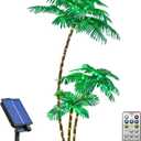 LIGHTSHARE Lighted 6FT Gorgeous Palm Tree 3Trunks Artificial Palm Tree 203LED Lights for Decoration Outdoor and Indoors Tiki Bar Christmas Patio Pool-Solar