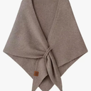 Women's Winter Chunky Wool Blend Knit Triangle Shawl Oversized Lazy Style Warm Scarf Elegant Cross-Over Wrap