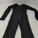QINSEN Jumpsuits for Women Square Neck Wide Leg Full Length Romper Playsuit (Medium, Black)