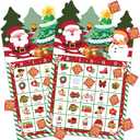 Christmas Bingo Games - 24 Players Bingo Set Paper Bingo Cards Disposable for Adults Christmas Party Games for Family Larger Groups Gatherings