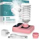 Travel Humidifier, Portable Small Humidifier for Plants, Bedroom, Office, Hotel or Car, 5000mAh Battery Operated Mini Cool Mist Humidifiers, Quiet 23dB, Auto-off, Night Light and BPA-Free, Pink