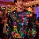 Idgreatim Unisex Ugly Christmas Crewneck Sweatshirt Novelty 3D Graphic Long Sleeve Sweater Shirt (Christmas Tree Snowman)