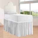 Dorm Bed Skirt - Ruffled, College Size, Extra Long - 42-Inch Tailored Drop - 100% Microfiber (White, Twin-XL/42 Drop)