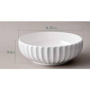 DOWAN 9.8'' Serving Bowls, 86 oz White Serving Platters, Large Ceramic Serving Dishes, Fruit Bowl for Entertaining, Party, Kitchen, Dinner, Banquet, Housewarming Gift, Soft White
