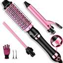 Travel Curling Iron, Thermal Brush 1.5 Inch for Hair Curler,Heated Round Brush for Blowout Look, Dual Voltage, LED Display, 7 Temp Setting, Detachable Heated, Tourmaline Ceramic,Gifts for Women