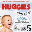 Huggies Size 5 Diapers, Snug & Dry Baby Diapers, Size 5 (27+ lbs), 168 Count (6 Packs of 28), Packaging May Vary