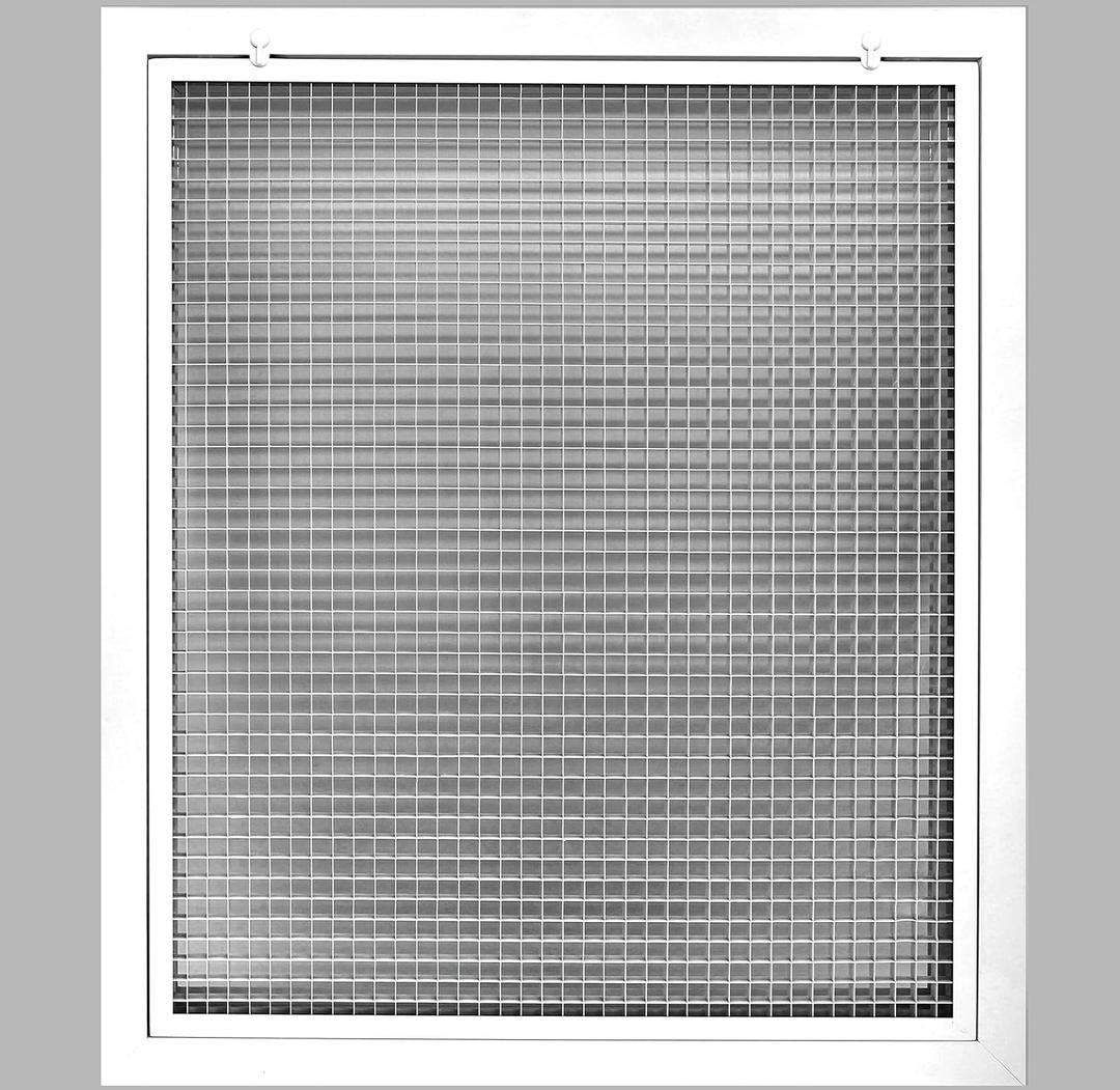 HVAC Premium 18" x 24" Cube Core Eggcrate Return Air Filter Grille for 1" Filter - Aluminum - White [Outer Dimensions: 20.5" x 26.5]