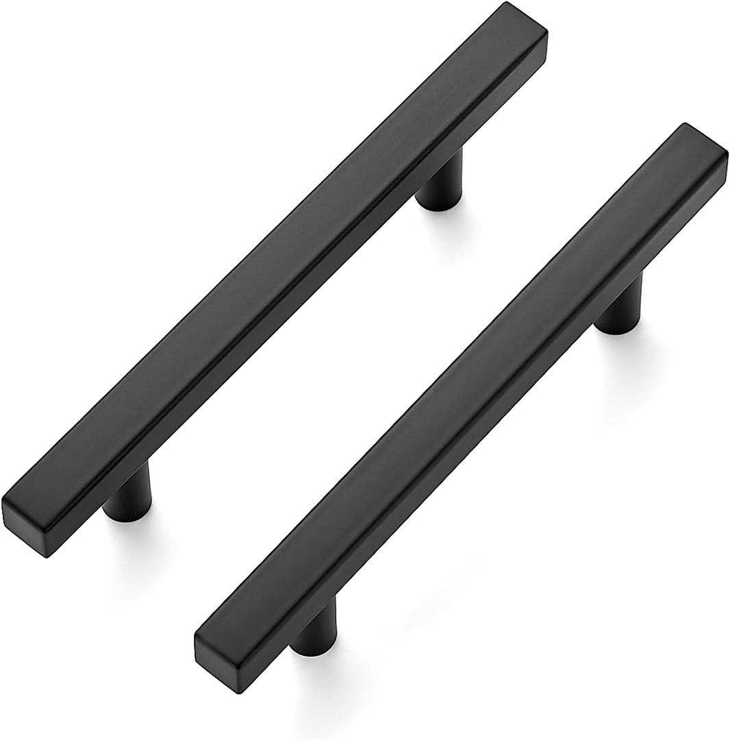 Ravinte 35 Pack 6'' Square Cabinet Pulls Matte Black Stainless Steel Kitchen Drawer Pulls Cabinet Handles 6Length, 3-3/4" Hole Center