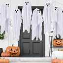 6 Pack Halloween Hanging Ghost Decorations 30 Inch White Cloth Hanging Ghosts, Flying Ghost Halloween Decor for Outdoor Front Yard Porch Patio Lawn Garden Trees Spooky Decoration