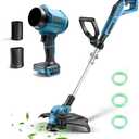 Electric String Trimmer & Leaf Blower Combo Kit for Makita 18V Battery (NOT Included), 15" Cordless Weed Wacker, 40000RPM 475MPH Handheld Mini Jet Dry Blower for Lawn Care, Patio Cleaning