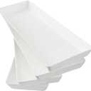 US Acrylic White Plastic Serving Trays (Set of 4) 15 x 5 | Narrow Unbreakable Reusable Rectangular Party Platters | Serve Appetizers, Fruit, Veggies, & Desserts | BPA-Free & Made in USA