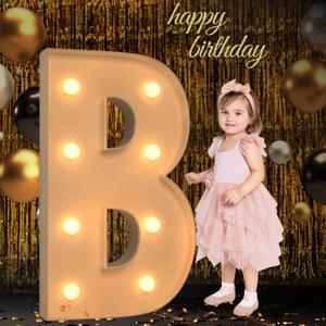 Marquee Letters 3 Feet Tall, 3FT Large Light up Letters B, Big Sign B with Warm White Light for Birthday Wedding Proposal Engagement Graduation Party Backdrop Decorations